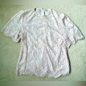 Lawrence Kazar Vintage light pink with lace & ivory beaded top, coquette, sz XL